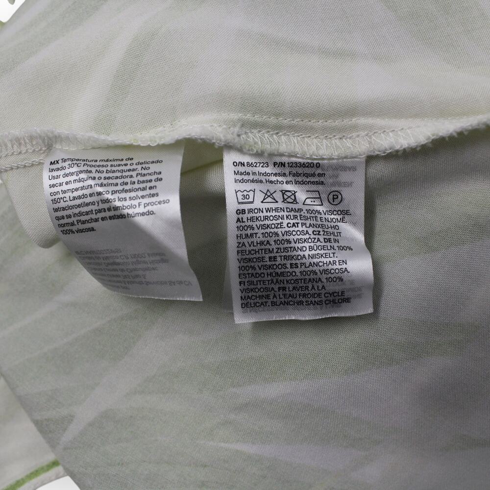 Large H&M Tropical Print Midi Dress Palm White Green Vacation Summer Party - Picture 9 of 14